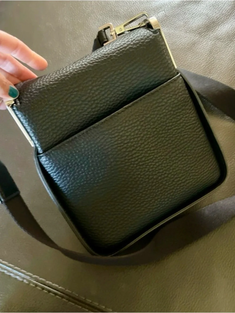 Calvin Klein Black Pebbled Leather Crossbody